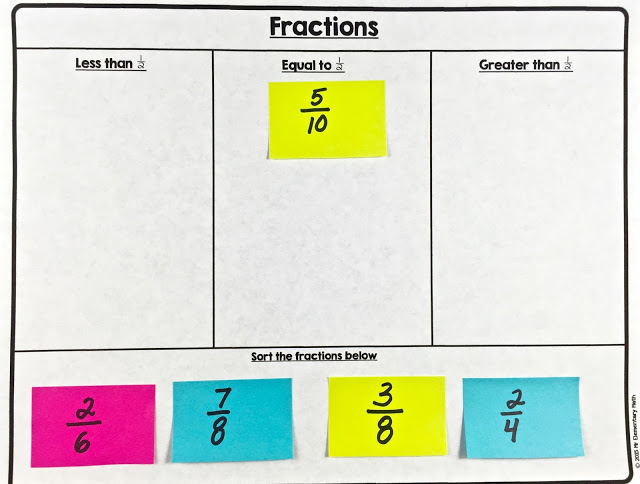 Teach fractions with post-it notes
