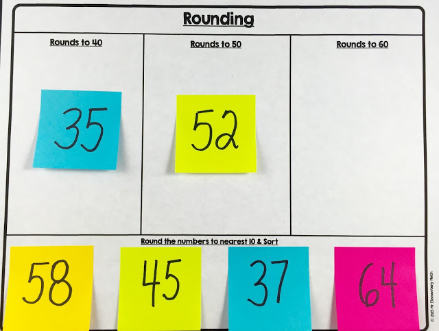 Teach rounding with post-it notes