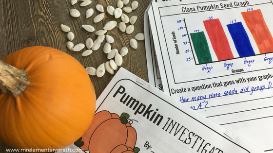 Pumpkin Math - students graph results in pumpkin investigations booklet