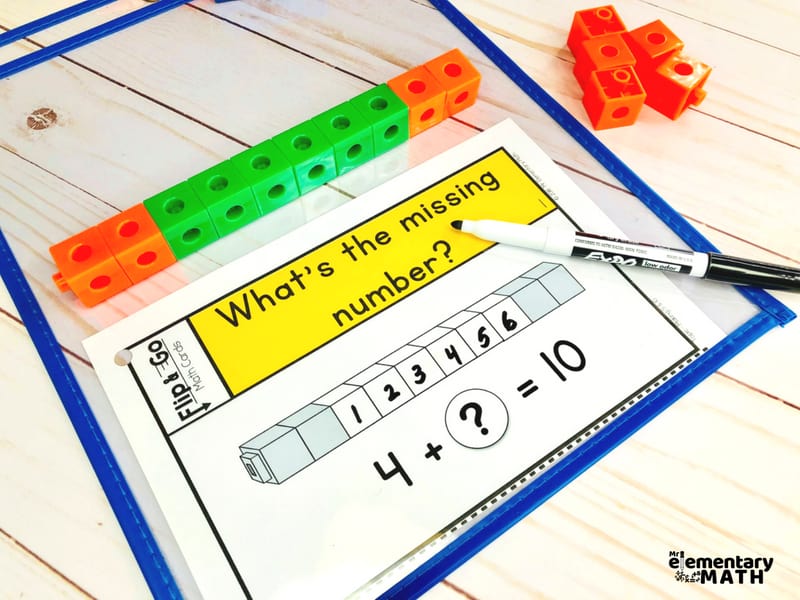 math task cards with linking cubes