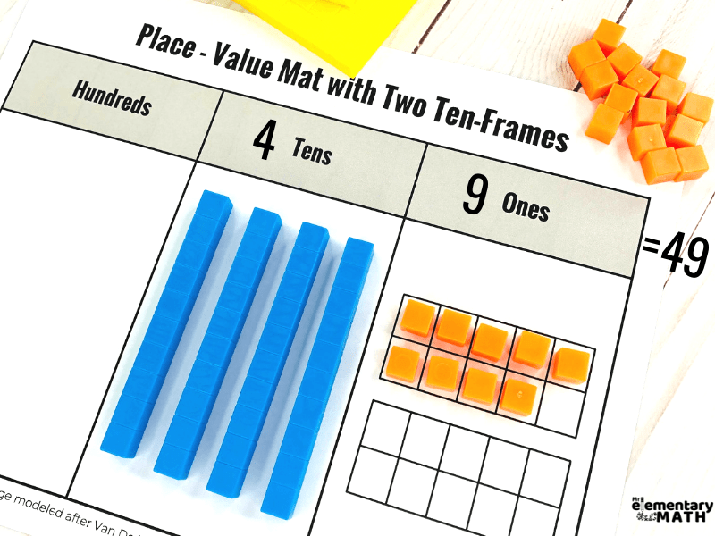 place value mat with base ten blocks 